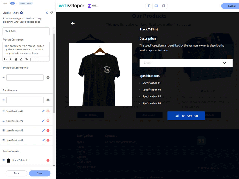 Webveloper, screenshot 3