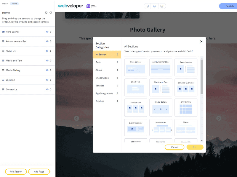 Webveloper, screenshot 1